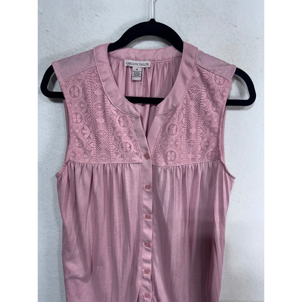 Carolyn Taylor Pink Lace Blouse Women's XL Sleeveless Romantic Boho Top - Picture 5 of 7